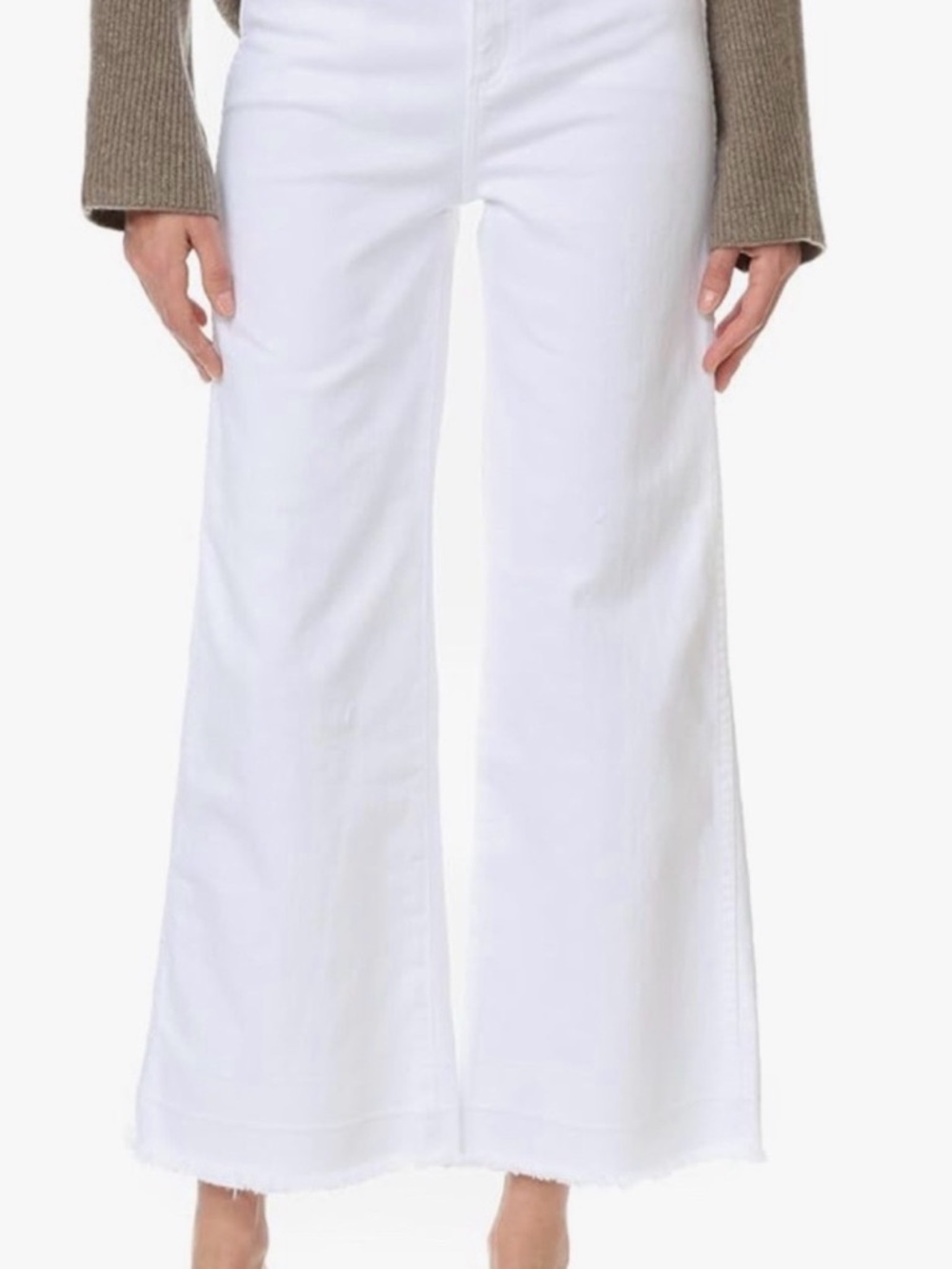 AG Adriano Goldschmeid White The Yvette Jean Wide Leg Ankle Raw Hem Size 26R